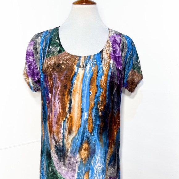 Urban Outfitters Colorful Blue Gray Purple Marbled Short Sleeve Mini Dress - Picture 7 of 11